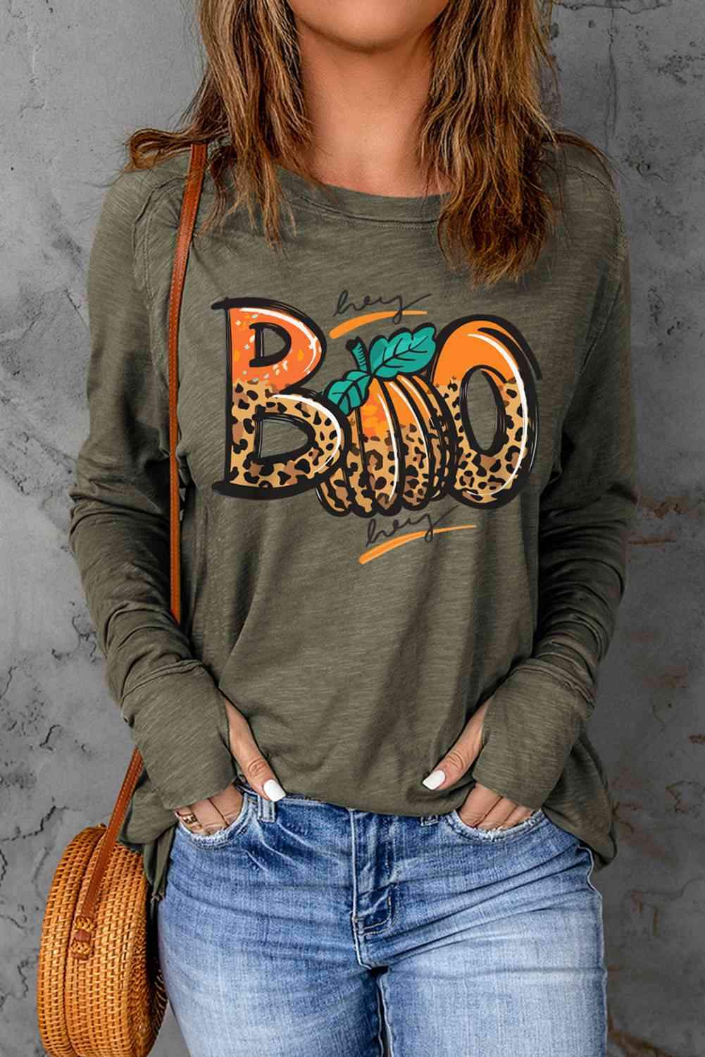 Graphic Thumbhole Sleeve T-Shirt Matcha Green Women's T-Shirts - Tophatter Daily Deals