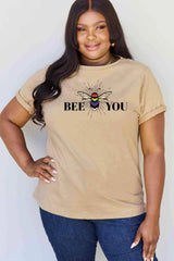 Simply Love Full Size BEE YOU Graphic T-Shirt Taupe Women's T-Shirts - Tophatter Daily Deals