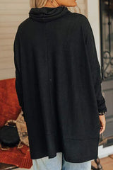 Cowl Neck Long Sleeve Slit Blouse Blouses - Tophatter Daily Deals