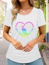 Full Size Cat Heart Graphic Short Sleeve T-Shirt White Women's T-Shirts - Tophatter Daily Deals