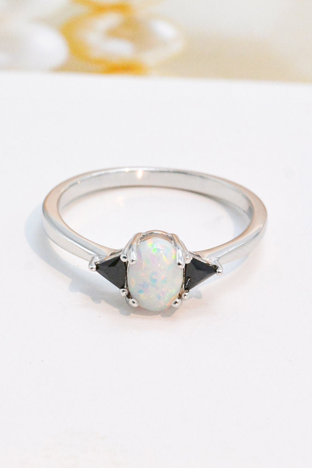 Contrast 925 Sterling Silver Opal Ring - Tophatter Deals