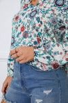 Floral Notched Long Sleeve Blouse Blouses - Tophatter Daily Deals