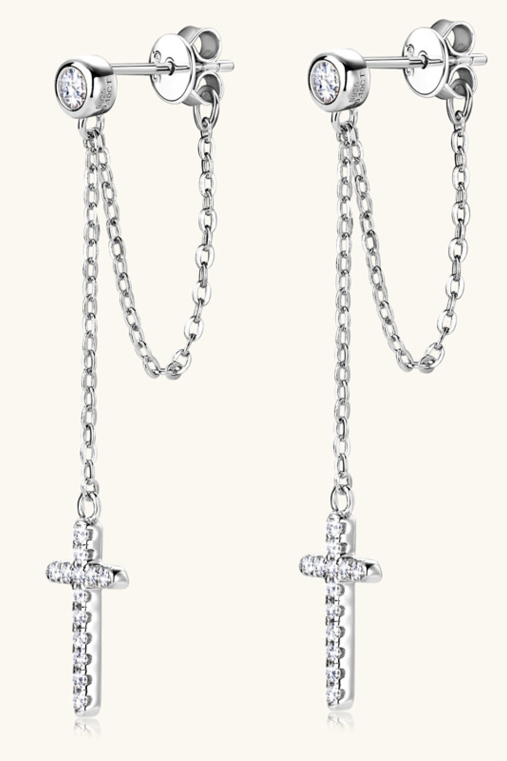 Moissanite 925 Sterling Silver Cross Earrings Moissanite - Tophatter Daily Deals