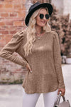 Double Take Round Neck Puff Sleeve Ribbed Top Blouses - Tophatter Daily Deals