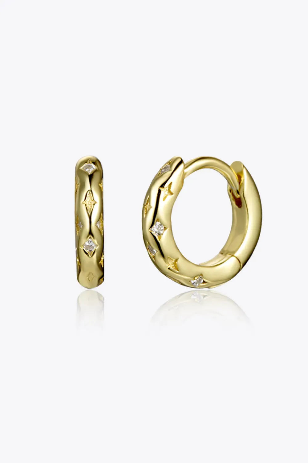 925 Sterling Silver Huggie Earrings Gold One Size Earrings - Tophatter Daily Deals