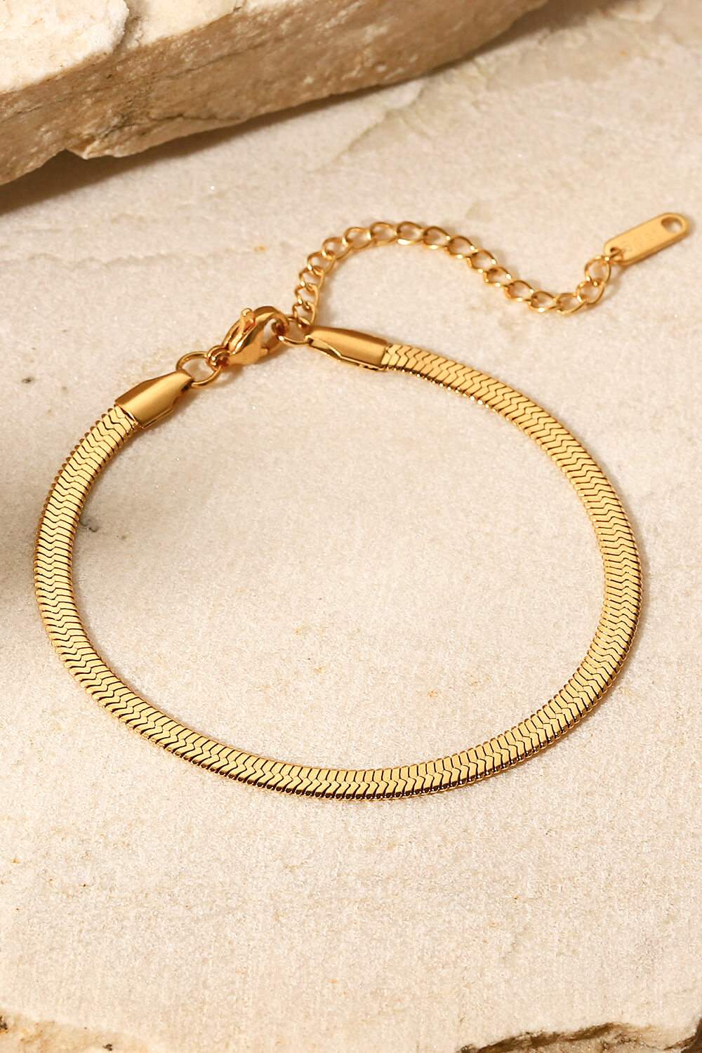 Herringbone Chain Stainless Steel Bracelet Gold One Size Bracelets - Tophatter Daily Deals