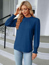 Round Neck Flounce Sleeve Blouse Women's T-Shirts - Tophatter Daily Deals