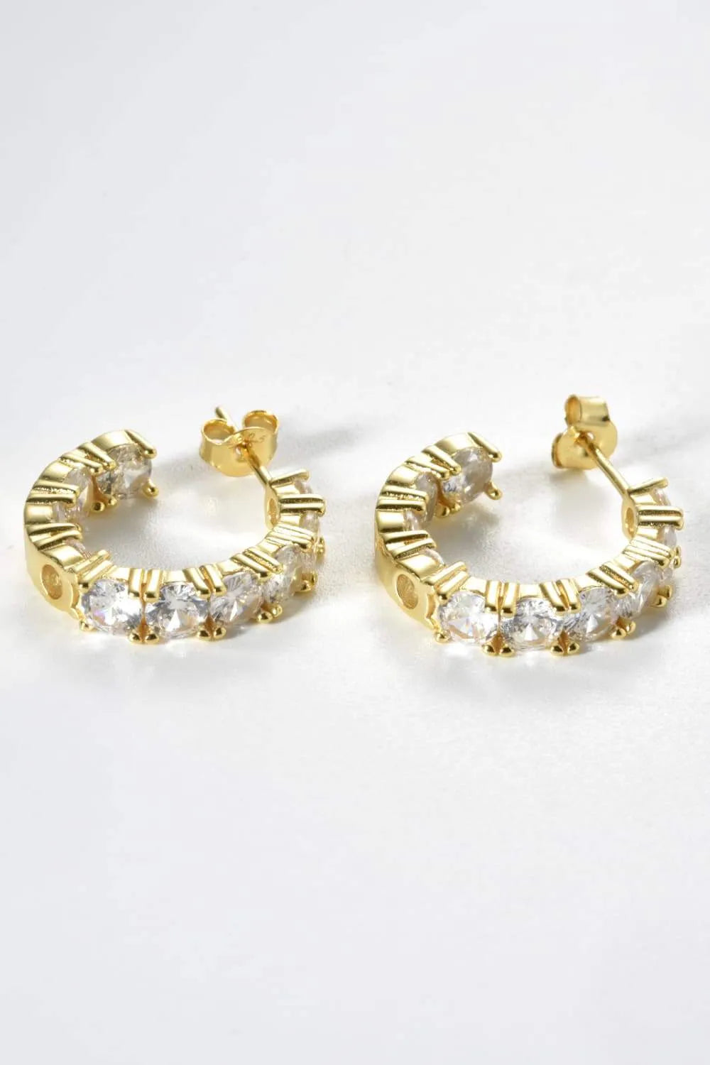 Inlaid Zircon C-Hoop Earrings Earrings - Tophatter Daily Deals