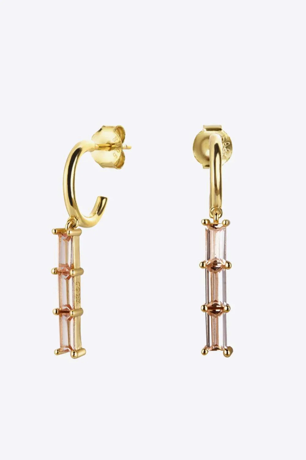 Inlaid Zircon 925 Sterling Silver Earrings Gold Champagne One Size Earrings - Tophatter Daily Deals