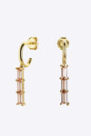 Inlaid Zircon 925 Sterling Silver Earrings Gold Champagne One Size Earrings - Tophatter Daily Deals