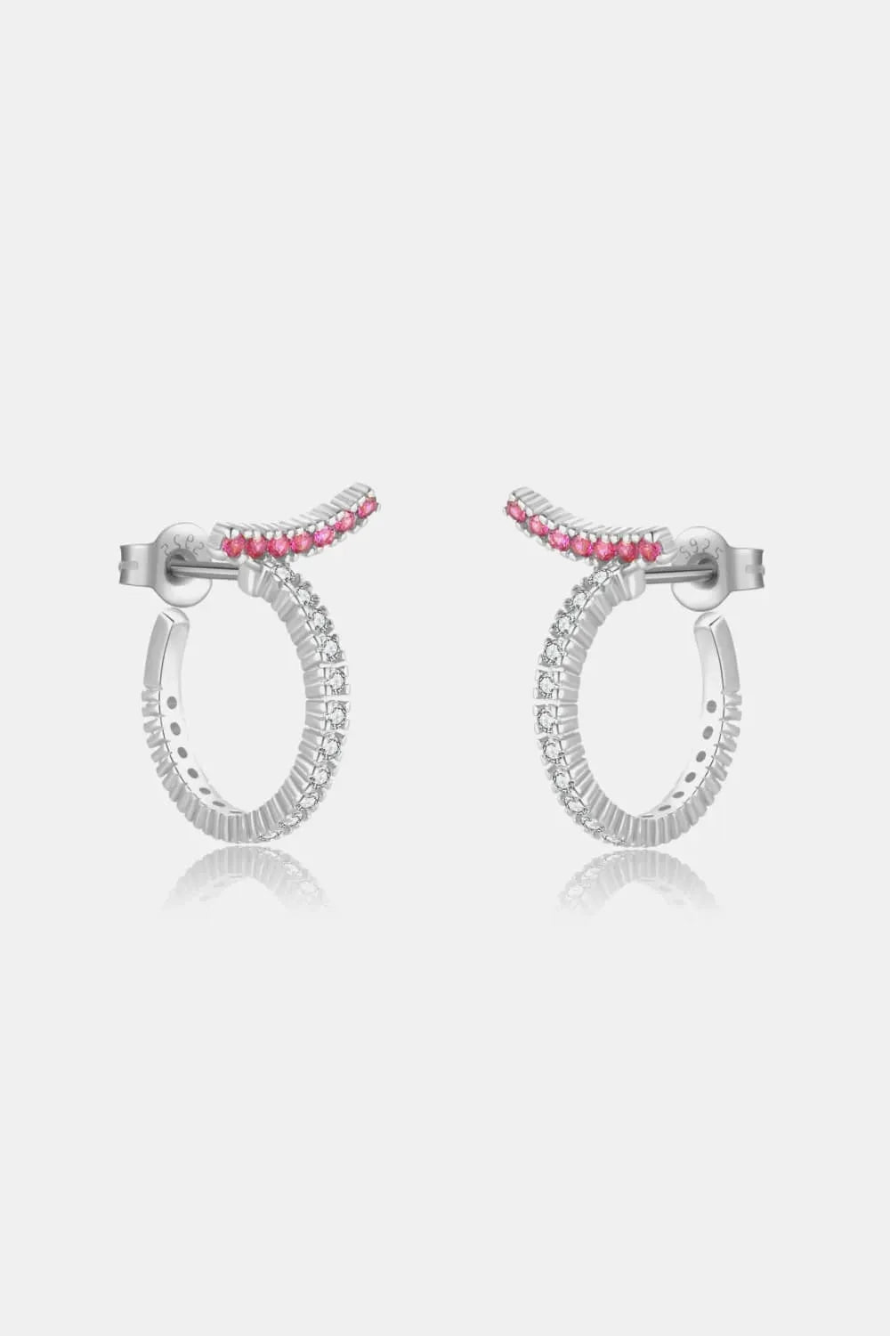 Inlaid Zircon 925 Sterling Silver C-Hoop Earrings Silver One Size Earrings - Tophatter Daily Deals