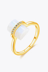 Natural Moonstone Platinum-Plated Ring Gold Moonstone - Tophatter Daily Deals