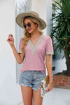 Contrast V-Neck Puff Sleeve Top Blouses - Tophatter Daily Deals