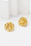 18K Gold-Plated Textured Stud Earrings Gold One Size Earrings - Tophatter Daily Deals