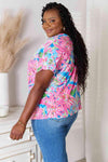 Double Take Floral V-Neck Short Sleeve Blouse Women's T-Shirts - Tophatter Daily Deals