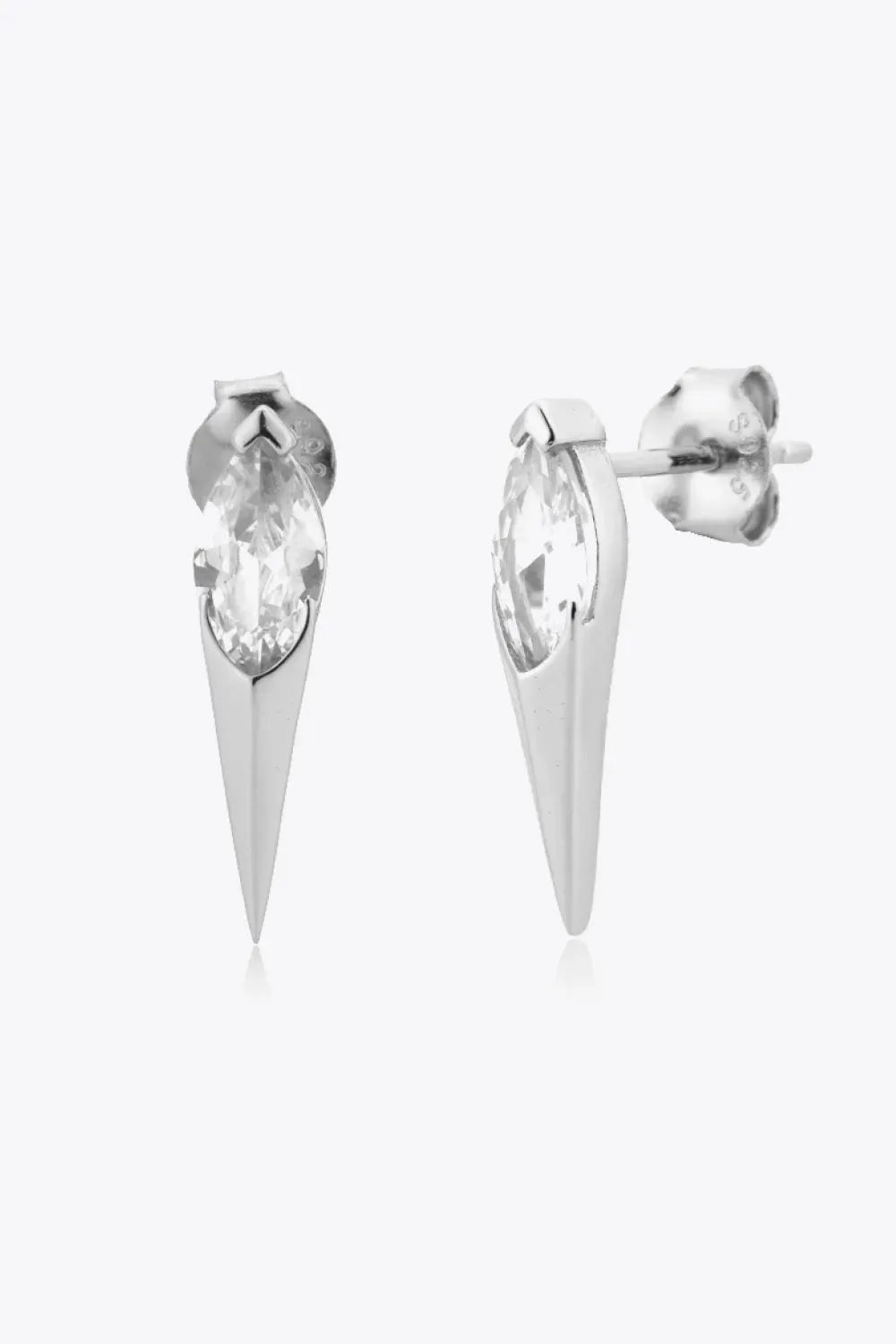 Zircon Decor 925 Sterling Silver Earrings Silver One Size Earrings - Tophatter Daily Deals