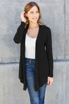 Basic Bae Full Size Open Front Long Sleeve Cardigan Black Blouses - Tophatter Daily Deals