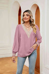 Contrast Puff Sleeve Blouse Blush Pink Blouses - Tophatter Daily Deals