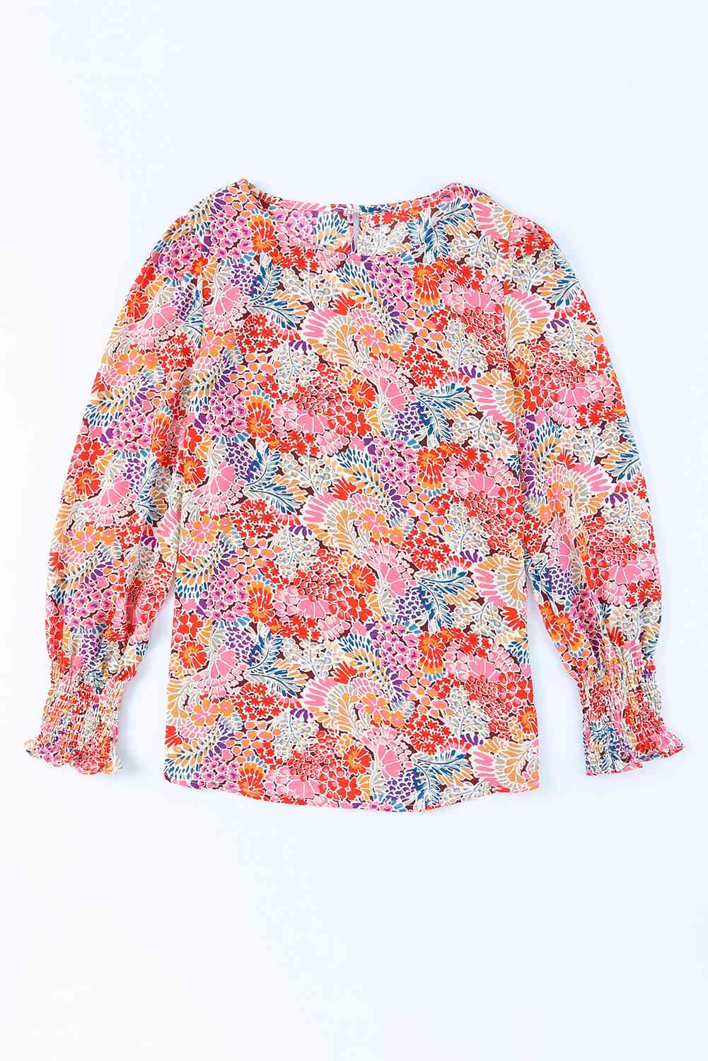 Floral Print Long Puff Sleeve Blouse - Tophatter Deals
