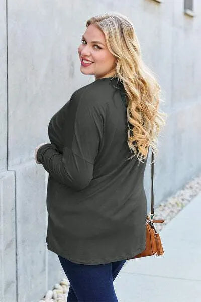 Basic Bae Full Size Round Neck Dropped Shoulder T-Shirt Women's T-Shirts - Tophatter Daily Deals