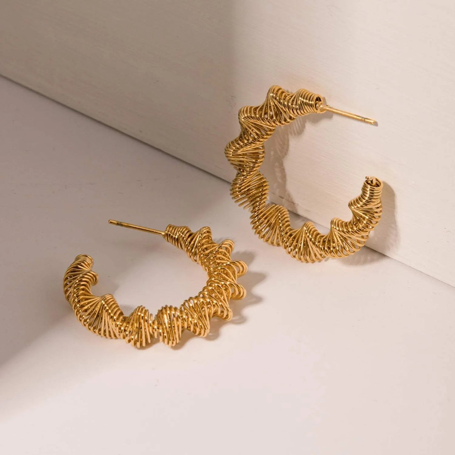 Gold-Plated Stainless Steel C-Hoop Earrings Earrings - Tophatter Daily Deals