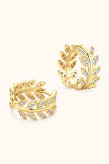 Moissanite Leaf 925 Sterling Silver Earrings Gold One Size Moissanite - Tophatter Daily Deals