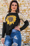 Sunflower Graphic Sequin T-Shirt Black Women's T-Shirts - Tophatter Daily Deals