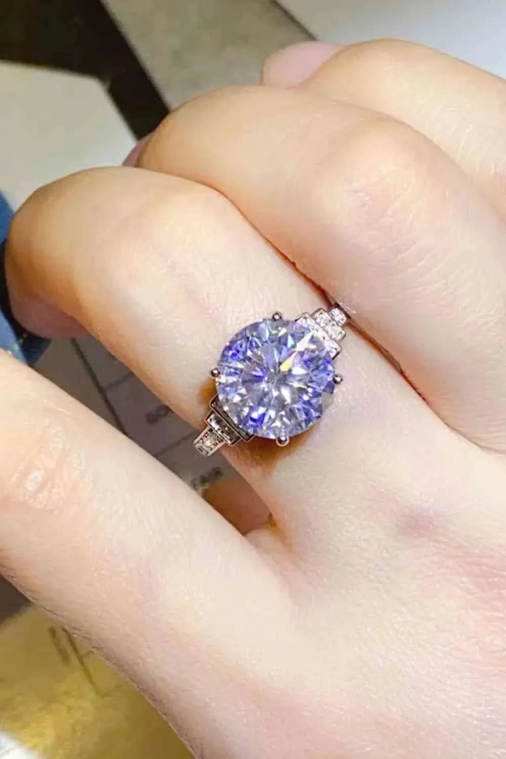 5 Carat Moissanite 925 Sterling Silver Ring Silver Moissanite - Tophatter Daily Deals