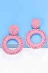 Round Shape Raffia Grass Dangle Earrings Earrings - Tophatter Daily Deals