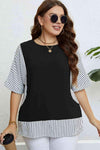 Plus Size Striped Round Neck Half Sleeve Top Blouses - Tophatter Daily Deals