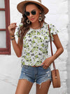 Textured Flutter Sleeve Blouse Light Green Blouses - Tophatter Daily Deals