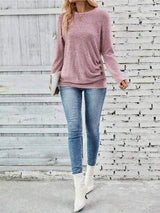 Round Neck Long Sleeve T-Shirt Women's T-Shirts - Tophatter Daily Deals