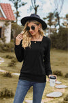 Square Neck Long Sleeve Blouse Blouses - Tophatter Daily Deals