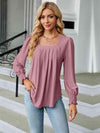 Square Neck Puff Sleeve Blouse Women's T-Shirts - Tophatter Daily Deals