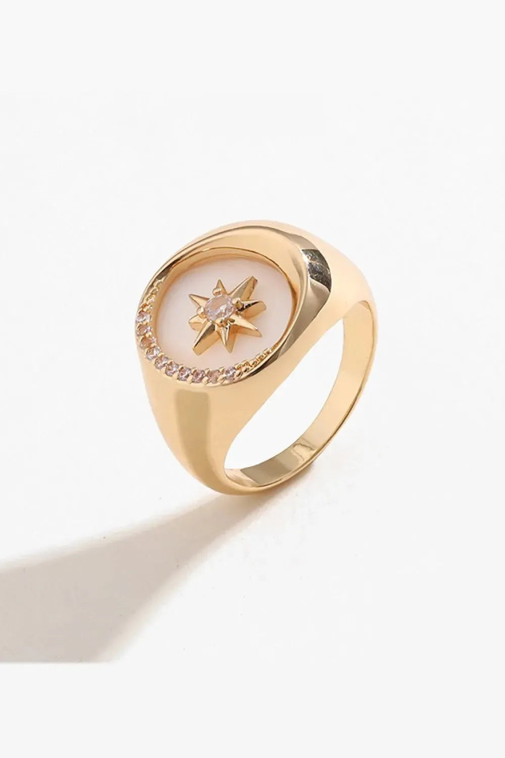 White Mother-Of-Pearl Alloy Ring Rings - Tophatter Daily Deals