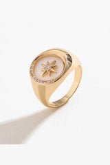 White Mother-Of-Pearl Alloy Ring Rings - Tophatter Daily Deals
