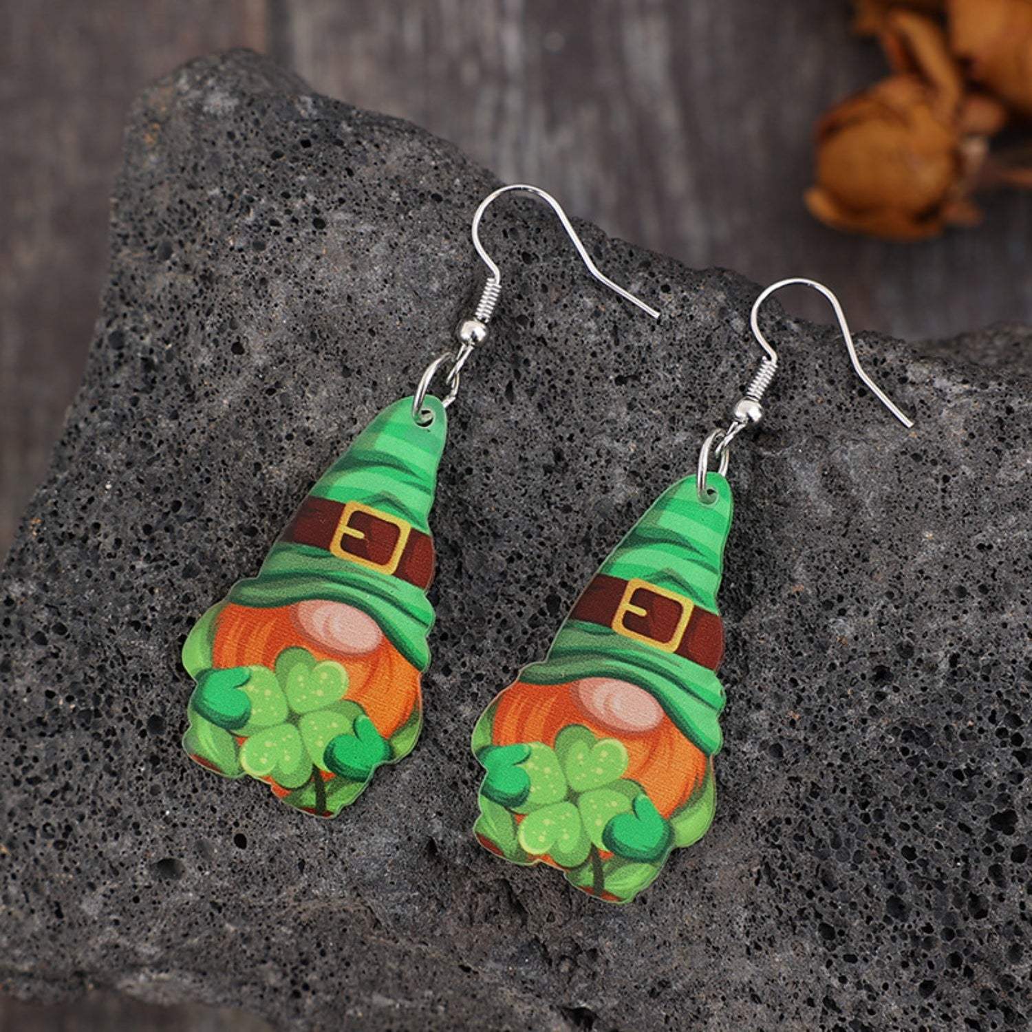 Wooden Alloy Dangle Earrings Mid Green One Size Earrings - Tophatter Daily Deals