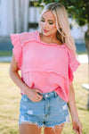 Square Neck Exposed Seams Blouse Blouses - Tophatter Daily Deals