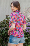 Floral Print Puff Sleeve Round Neck Blouse Blouses - Tophatter Daily Deals