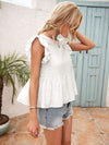 Lace Detail Round Neck Peplum T-Shirt Women's T-Shirts - Tophatter Daily Deals