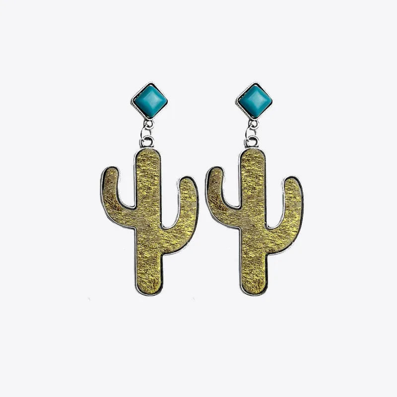 Turquoise Cactus Earrings Earrings - Tophatter Daily Deals