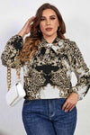 Melo Apparel Plus Size Printed Tie Neck Long Sleeve Blouse Blouses - Tophatter Daily Deals