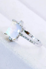 925 Sterling Silver Square Moonstone Ring Moonstone - Tophatter Daily Deals