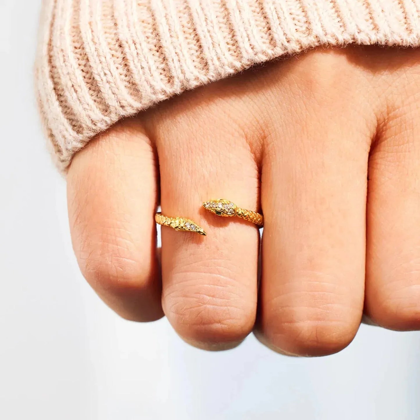 Snake Shape 18K Gold-Plated Bypass Ring Rings - Tophatter Daily Deals