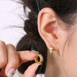 Stainless Steel Rhinestone Huggie Earrings Earrings - Tophatter Daily Deals