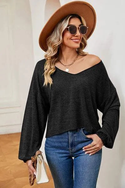 V-Neck Dropped Shoulder T-Shirt Women's T-Shirts - Tophatter Daily Deals