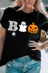 Round Neck Short Sleeve BOO Graphic T-Shirt Women's T-Shirts - Tophatter Daily Deals