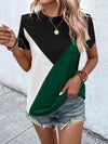 Color Block T-Shirt Women's T-Shirts - Tophatter Daily Deals