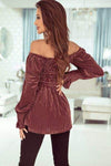 Smocked Ribbed Velvet Babydoll Top Blouses - Tophatter Daily Deals