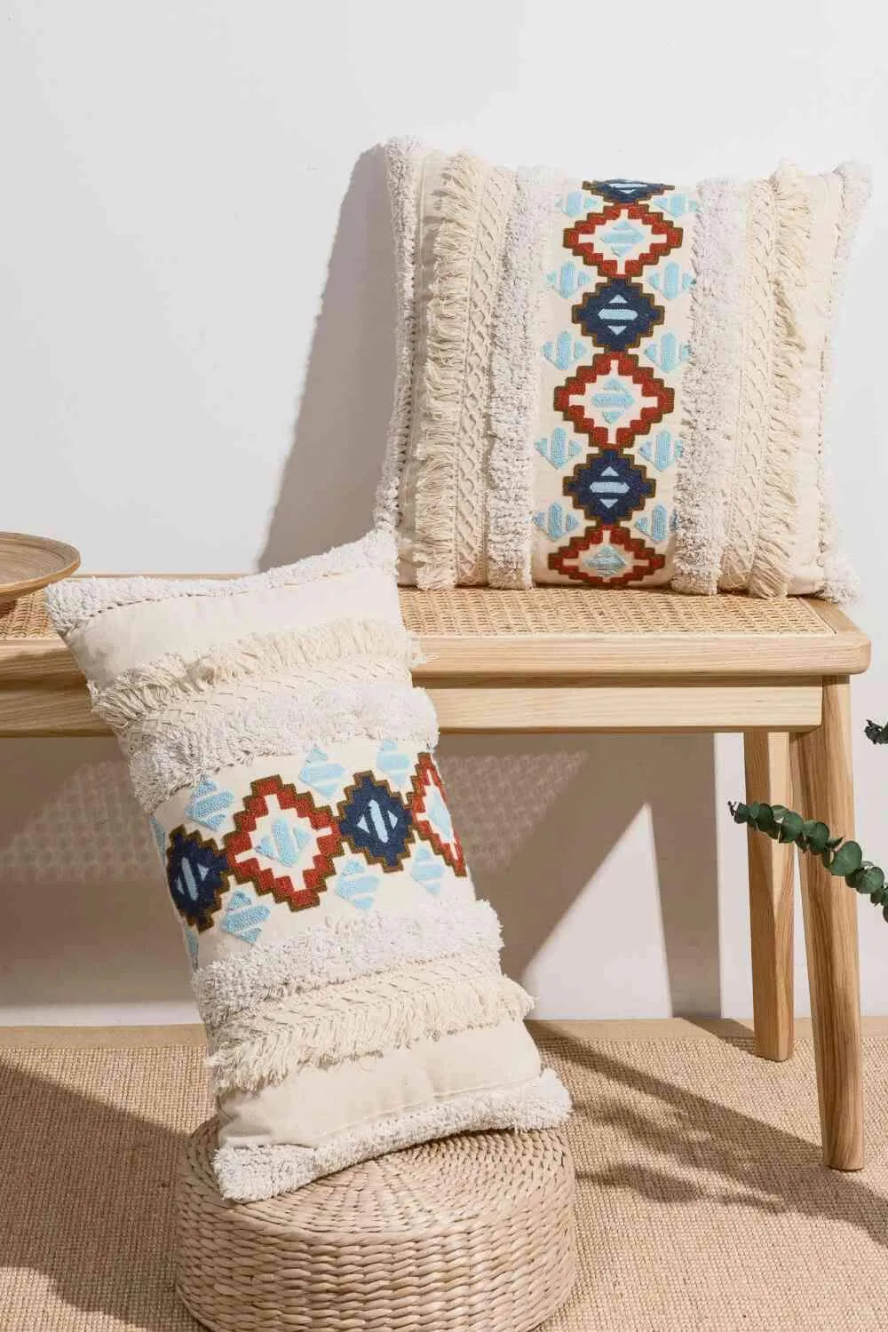 Embroidered Fringe Detail Decorative Throw Pillow Case Decorative Pillowcases - Tophatter Daily Deals